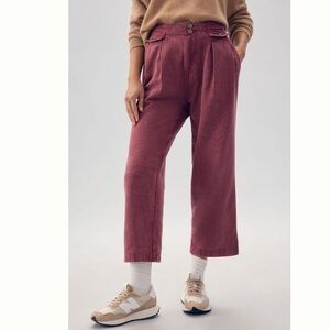 Pilcro High-Rise Pleated Crop Trousers